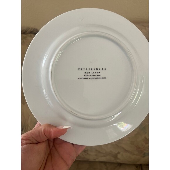 Set of 5 Pottery Barn Bar Lingo Cocktail Appetizer Plates - Picture 7 of 7